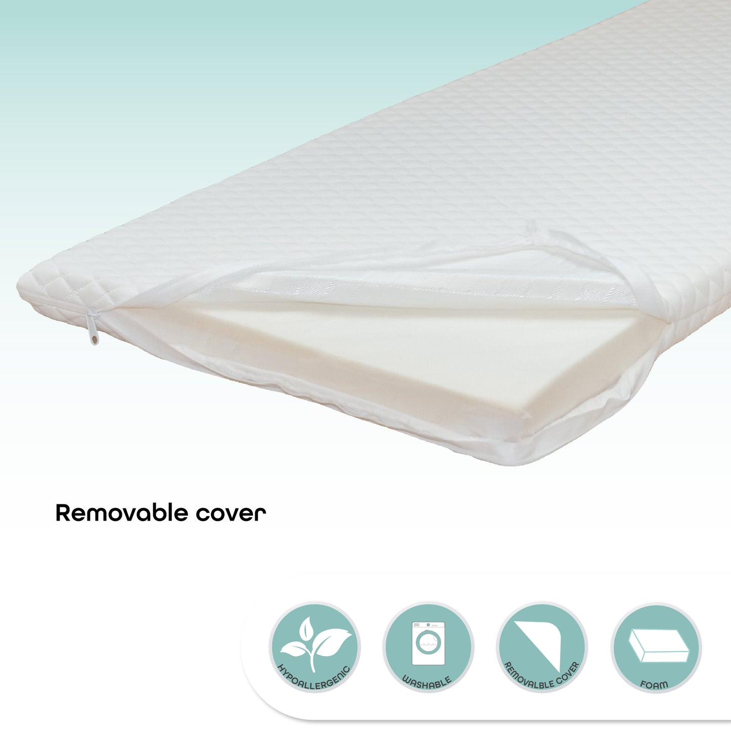 MOON  Baby quilted crib mattress - 0m+, White