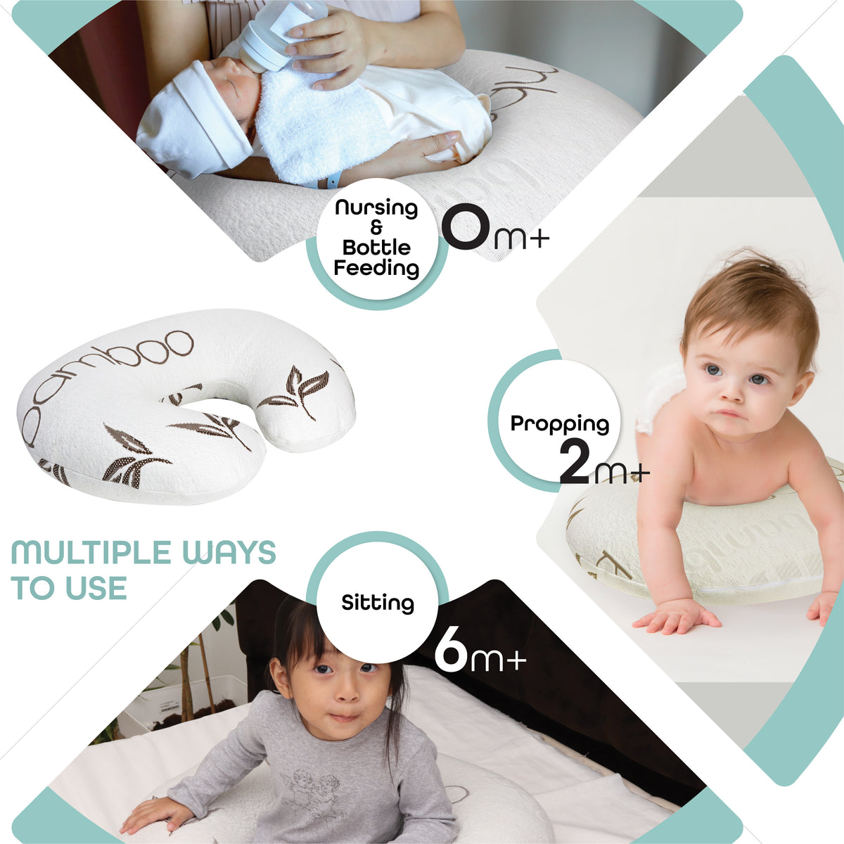MOON  Feeding Pillow with Bamboo rayon - Grey