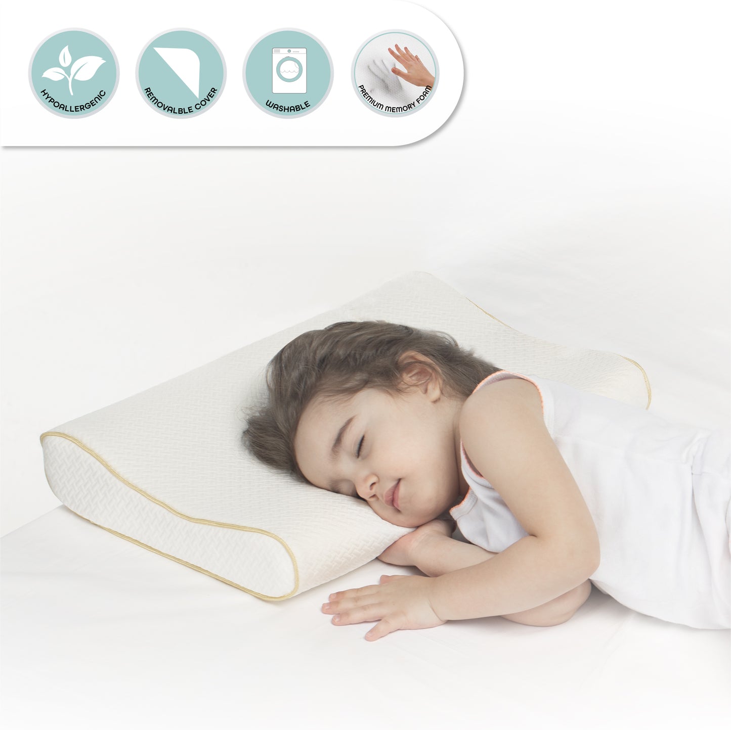 MOON  Organic Toddler Pillow,  White, organic pillow fabric.