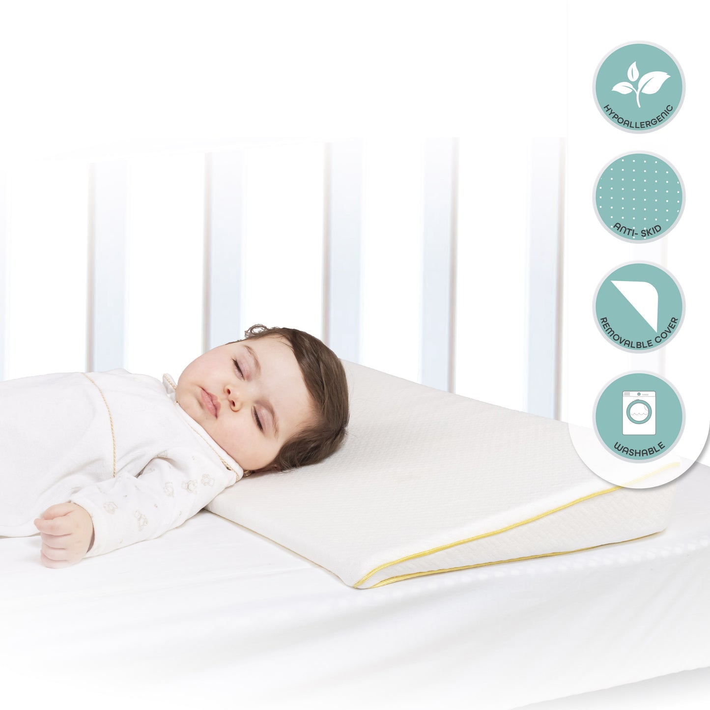 MOON  Organic Universal Crib Wedge -White, organic Wedge fabric
