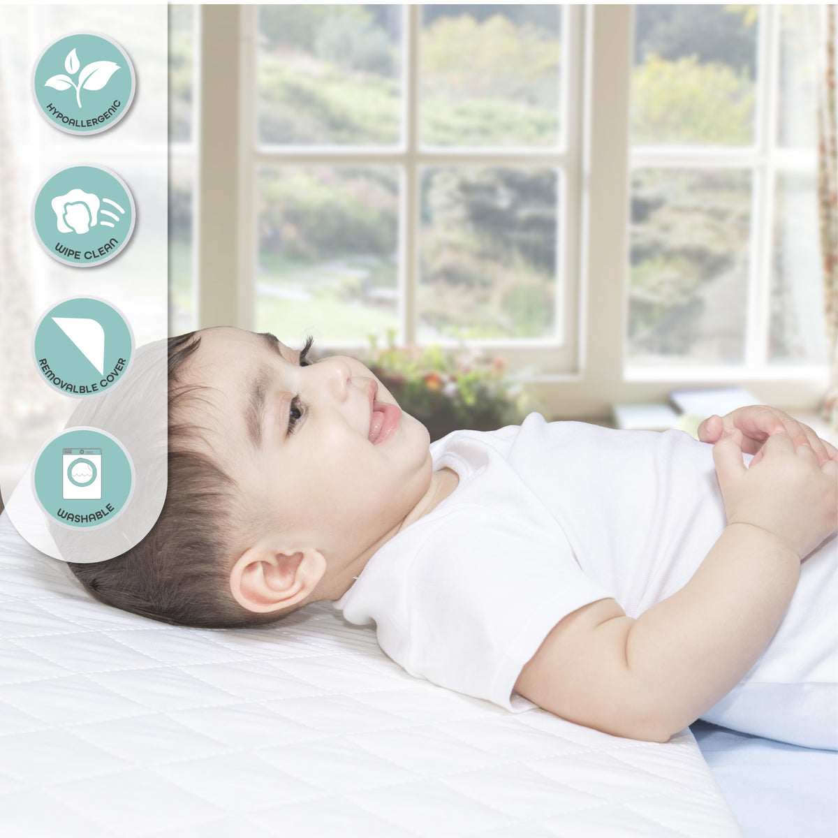 MOON Universal Crib Wedge Beige – water proof fabric — The Moon Brand product image