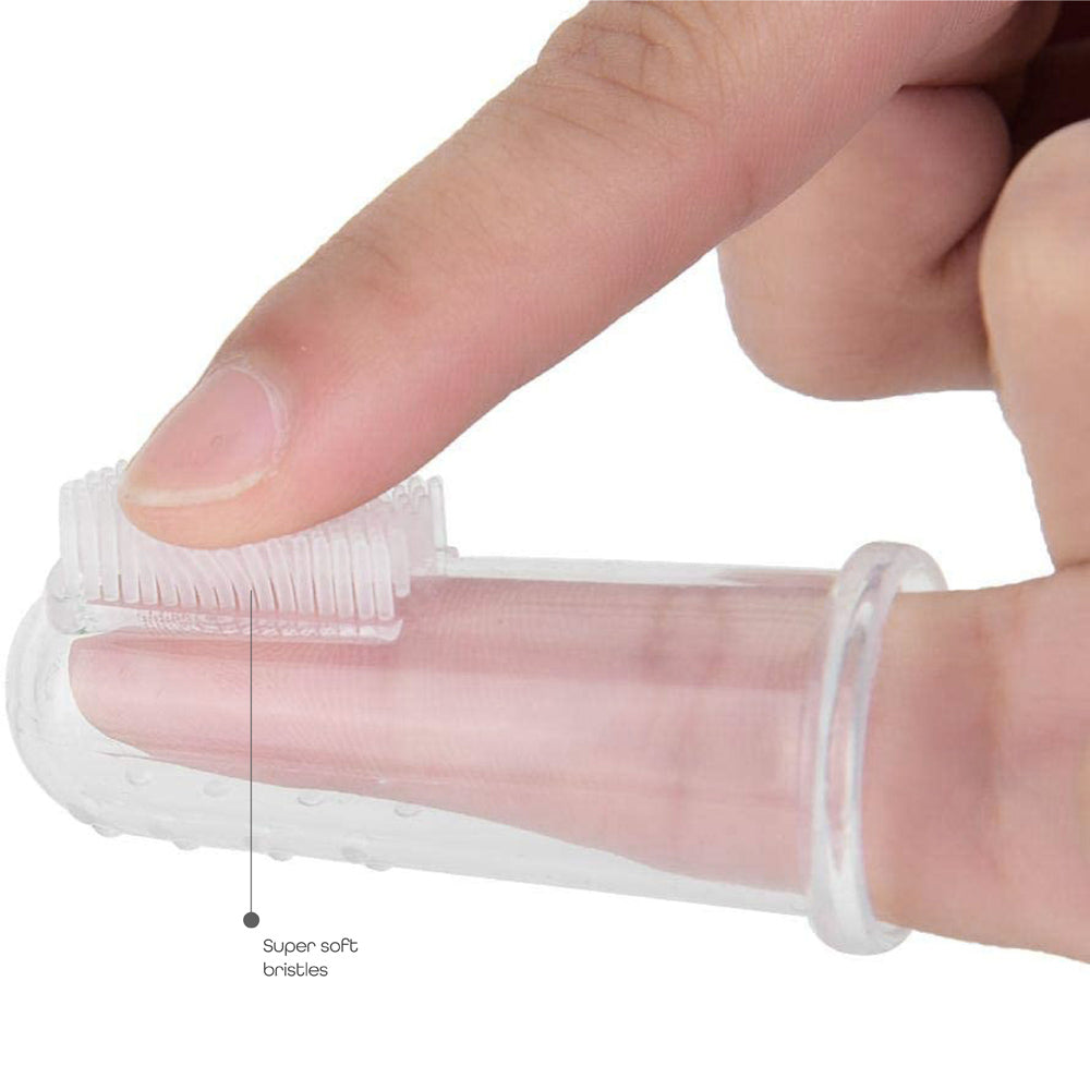 MOON Fingertip Baby Silicone toothbrush with soft Bristles for Infants, white