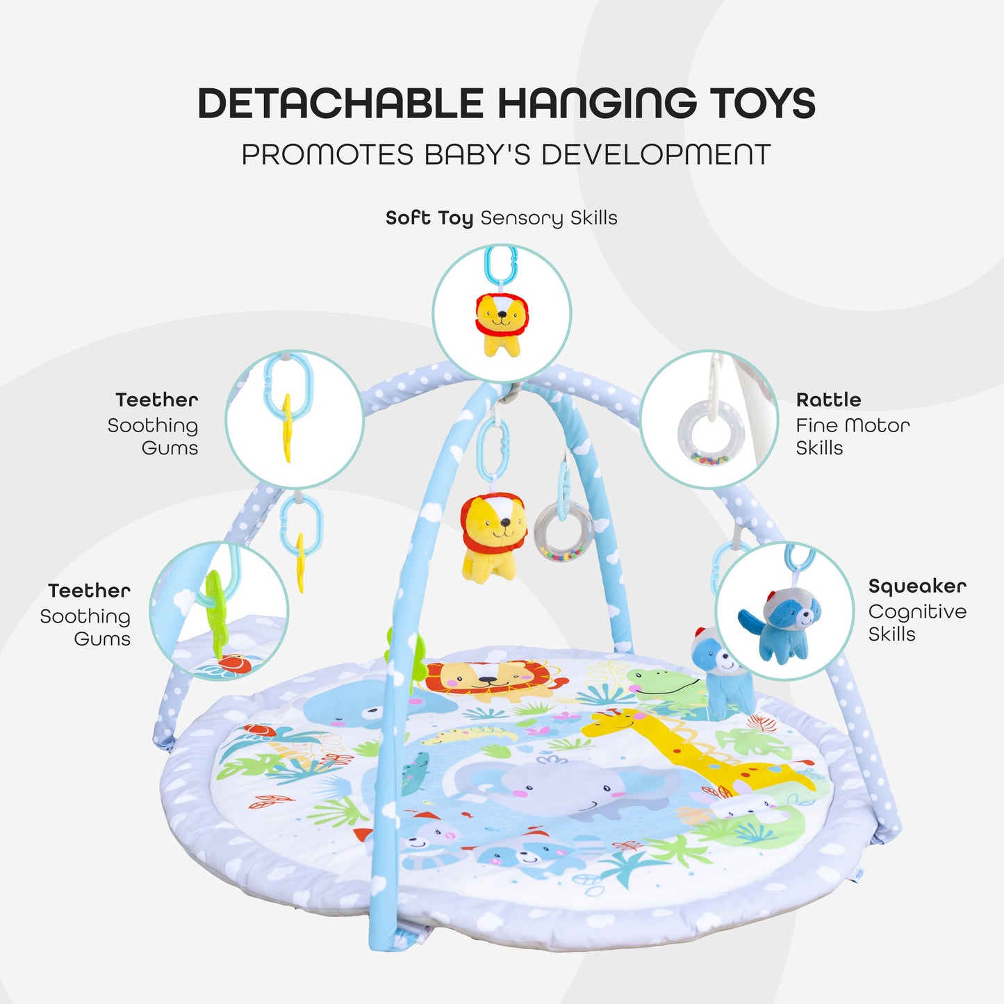 MOON Perky Playmat (Jungle) / MOON Organic Feeding Nursing Pillow (White, Organic Fabric) / MOON Soft Cloth Book (Animals)