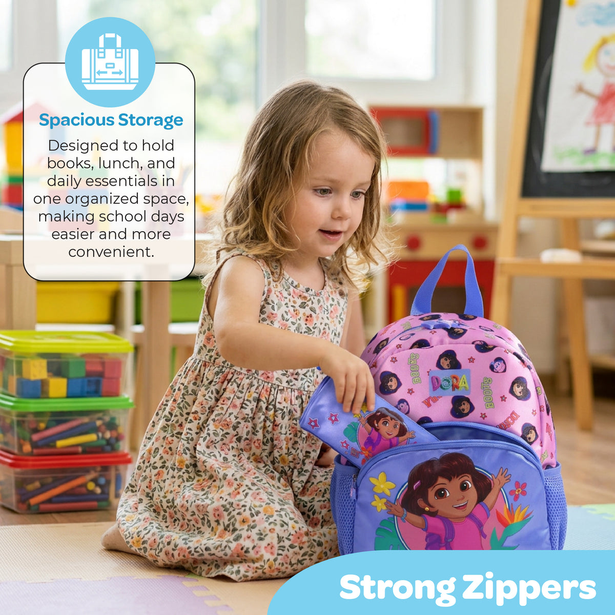 MOON Licensed Dora the Explorer 3-in-1 Kids Backpack Set