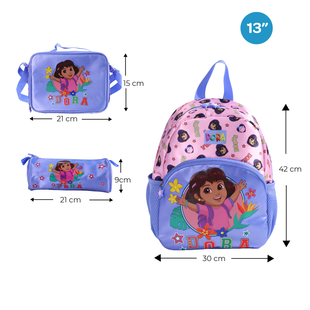 MOON Licensed Dora the Explorer 3-in-1 Kids Backpack Set
