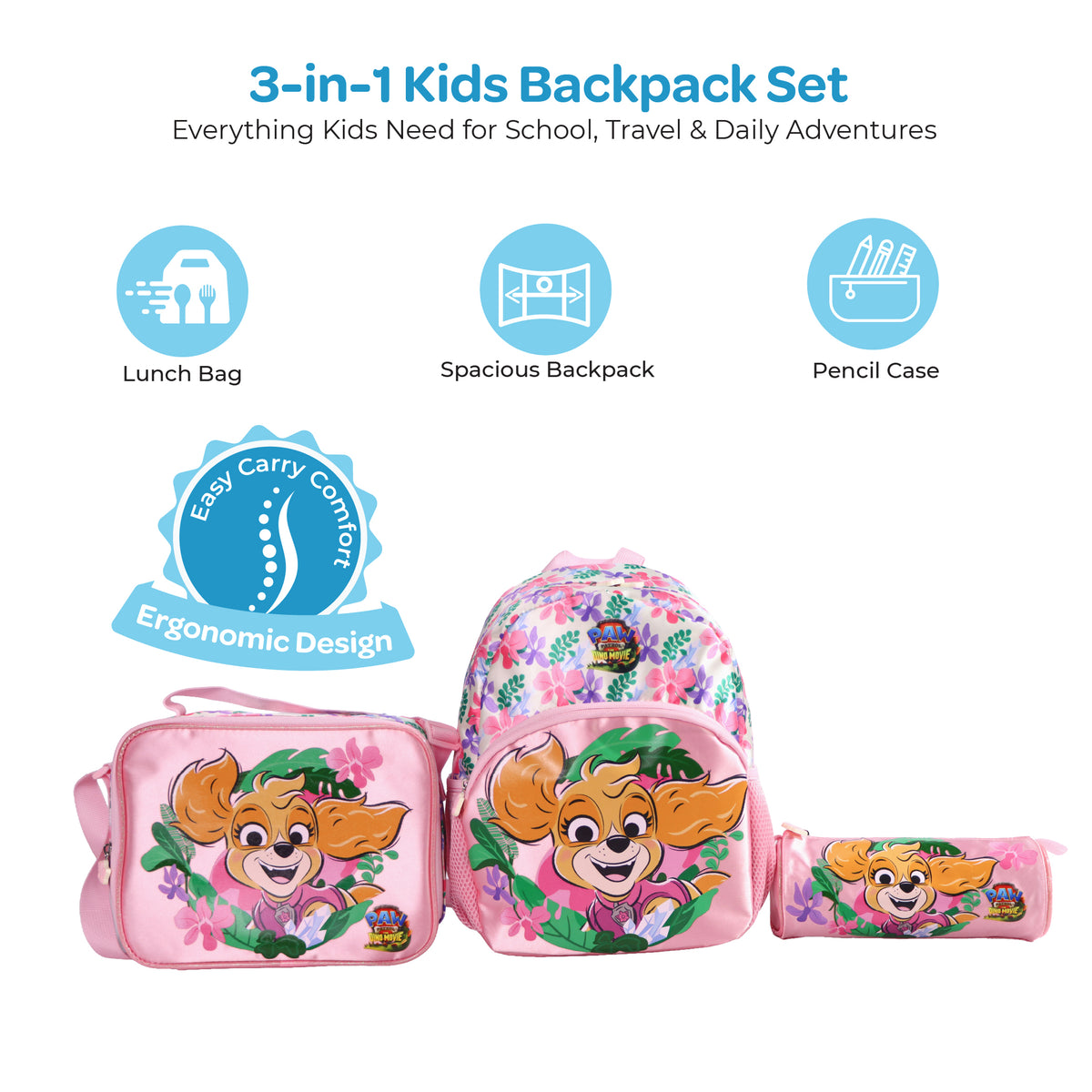 MOON Licensed PAW PATROL 3 in 1 Kids Backpack Set