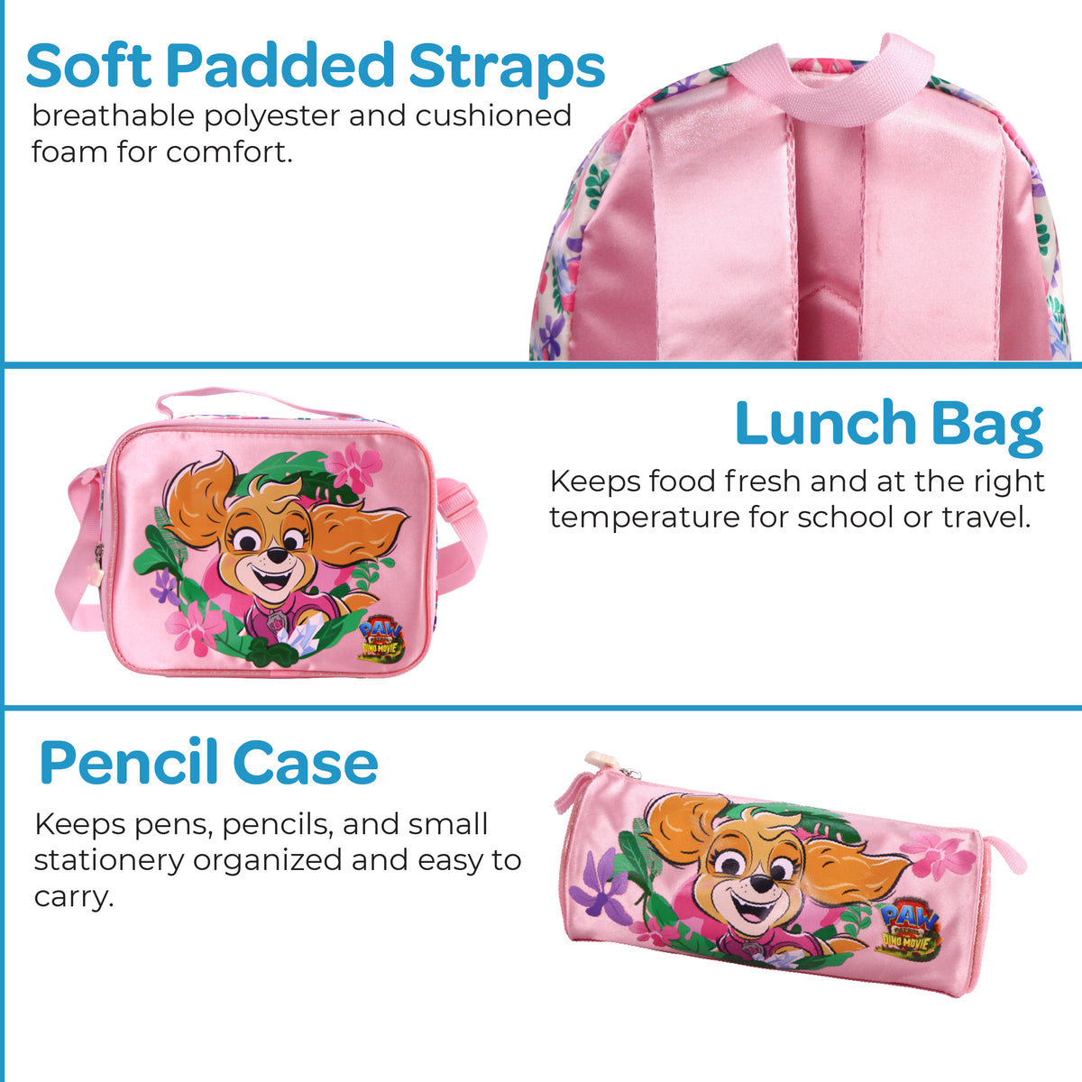 MOON Licensed PAW PATROL 3 in 1 Kids Backpack Set