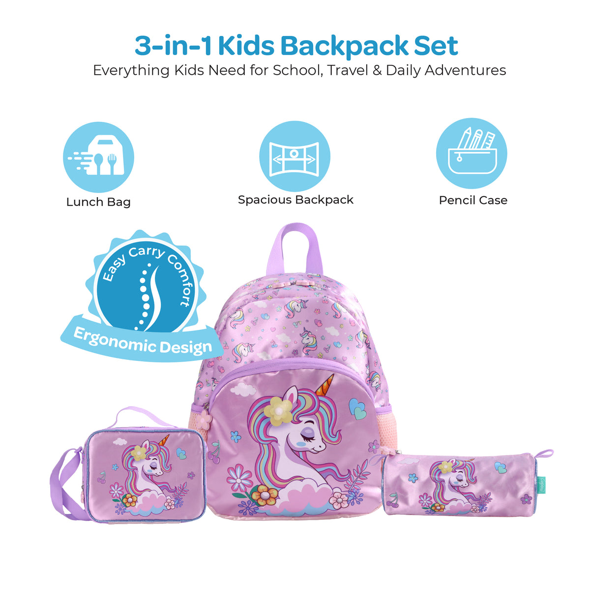 MOON UNICORN  3 in 1 Kids Backpack Set