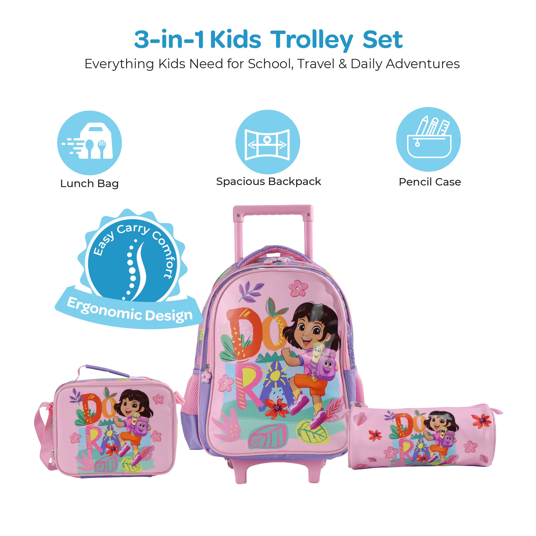 The MOON Dora the Explorer 3 in 1 Trolley Set