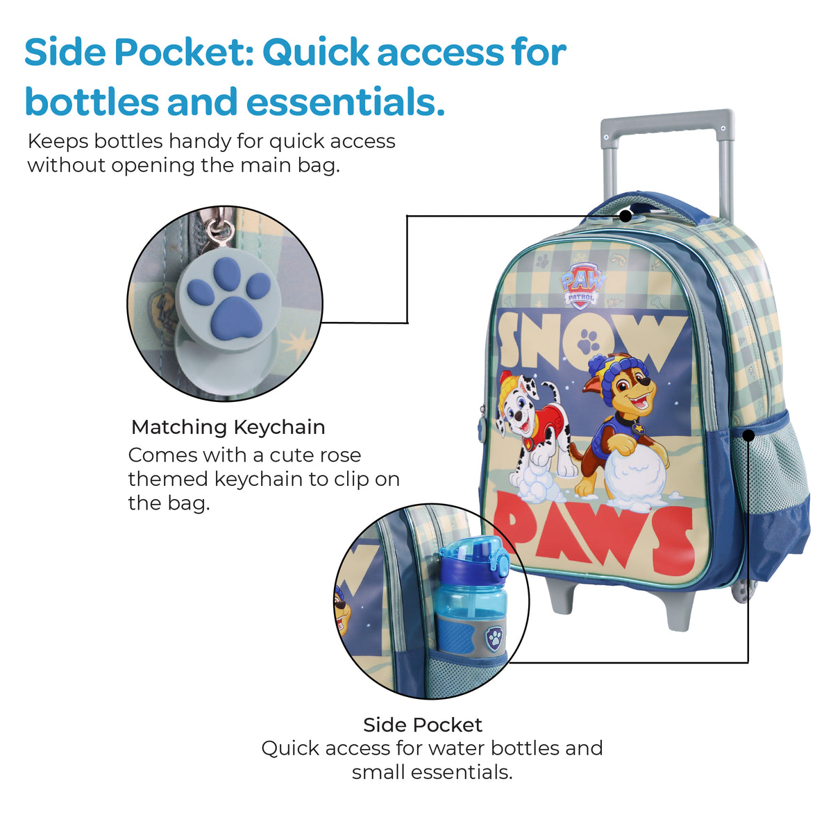 MOON Licensed Paw Patrol Snow Paw 3 in 1 Kids Trolley Set