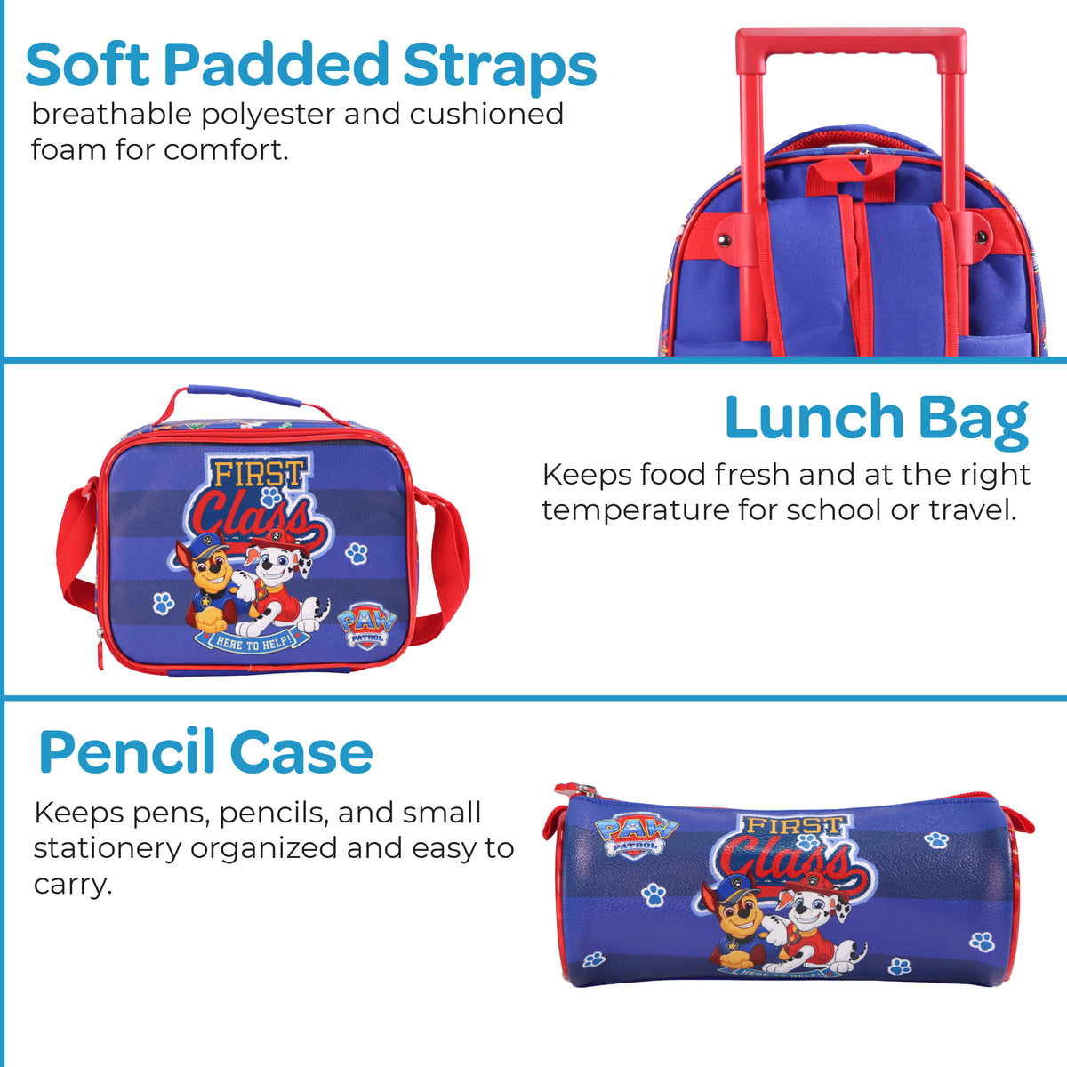 MOON Licensed Paw Patrol First Class 3 in 1 Kids Trolley Set