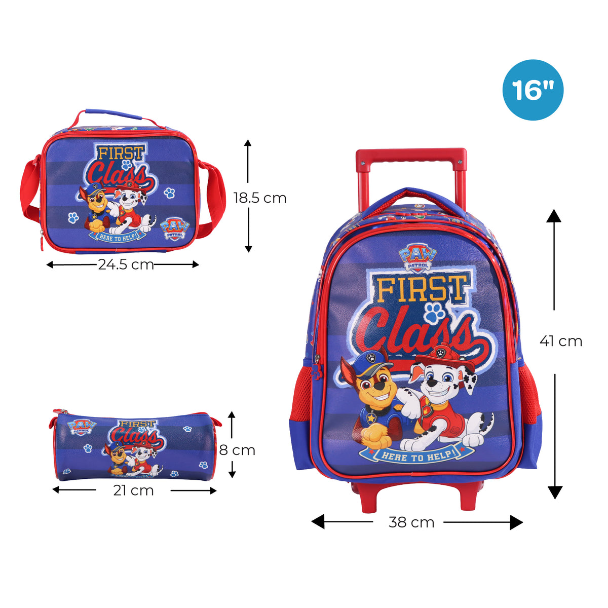 MOON Licensed Paw Patrol First Class 3 in 1 Kids Trolley Set