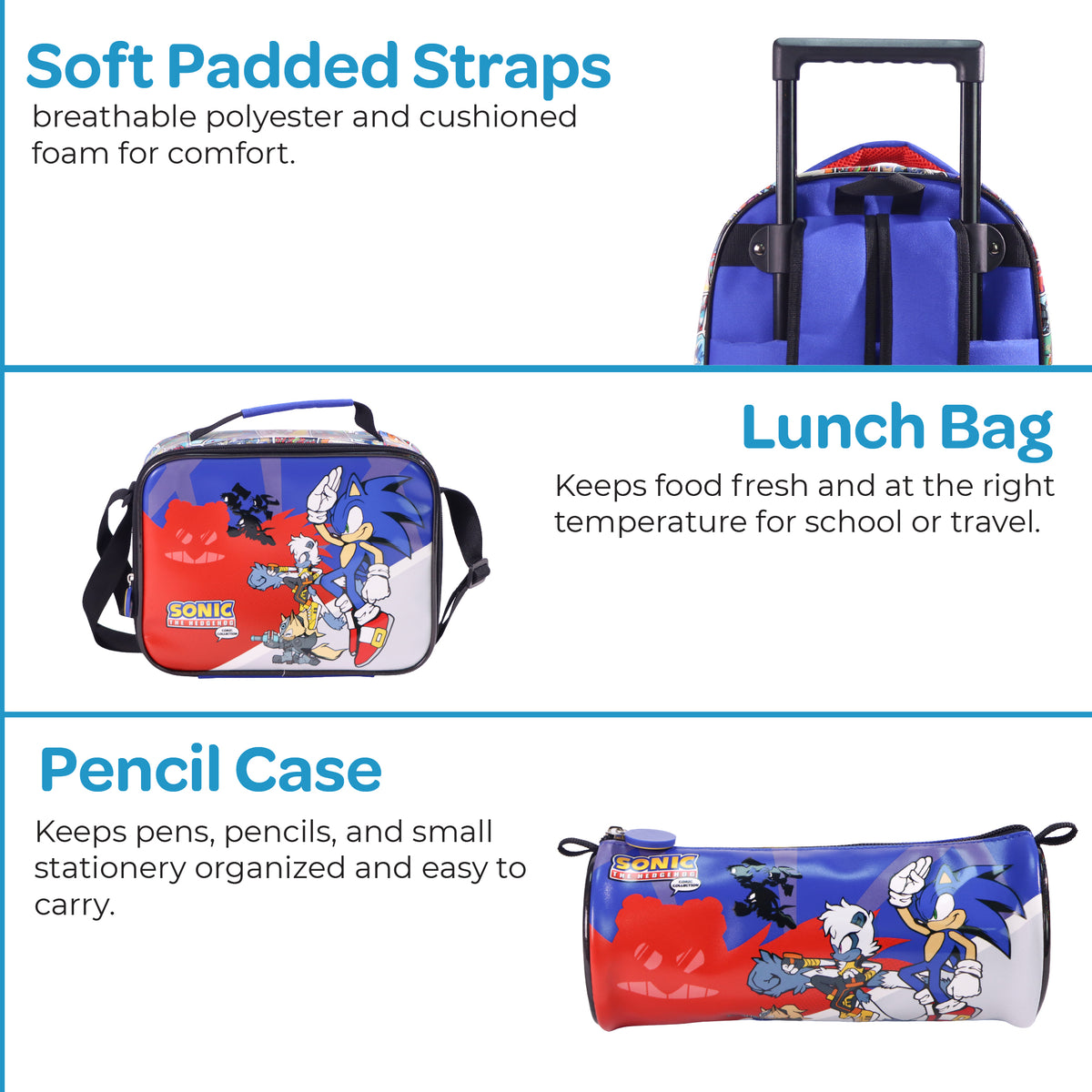 MOON Sonic the Hedgehog 3-in-1 Kids Trolley Set