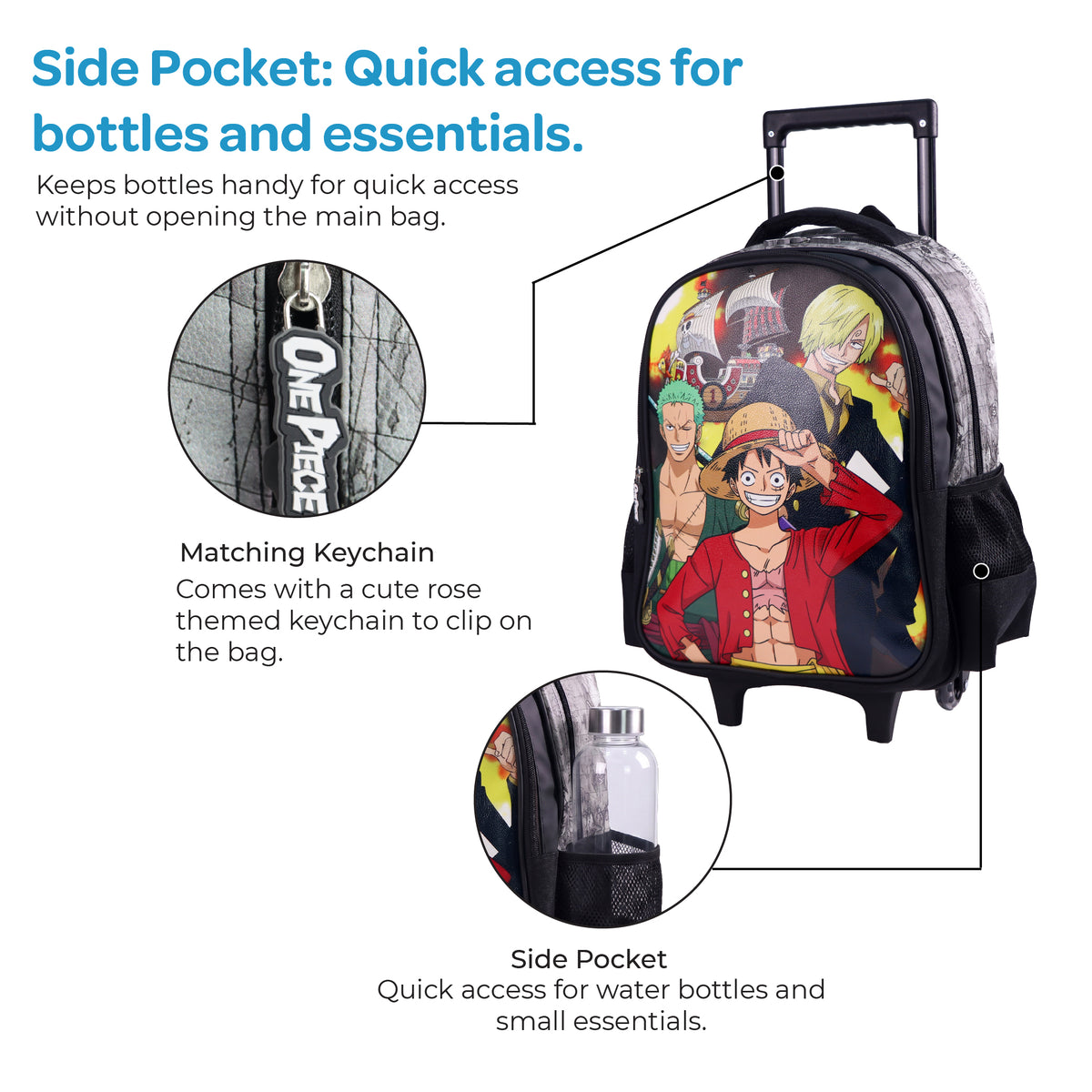 MOON Licensed One Piece 3 in 1 Kids Trolley Set