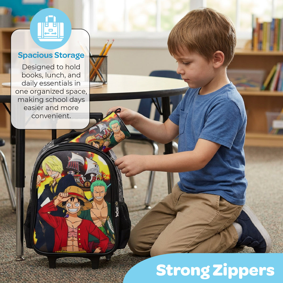 MOON Licensed One Piece 3 in 1 Kids Trolley Set