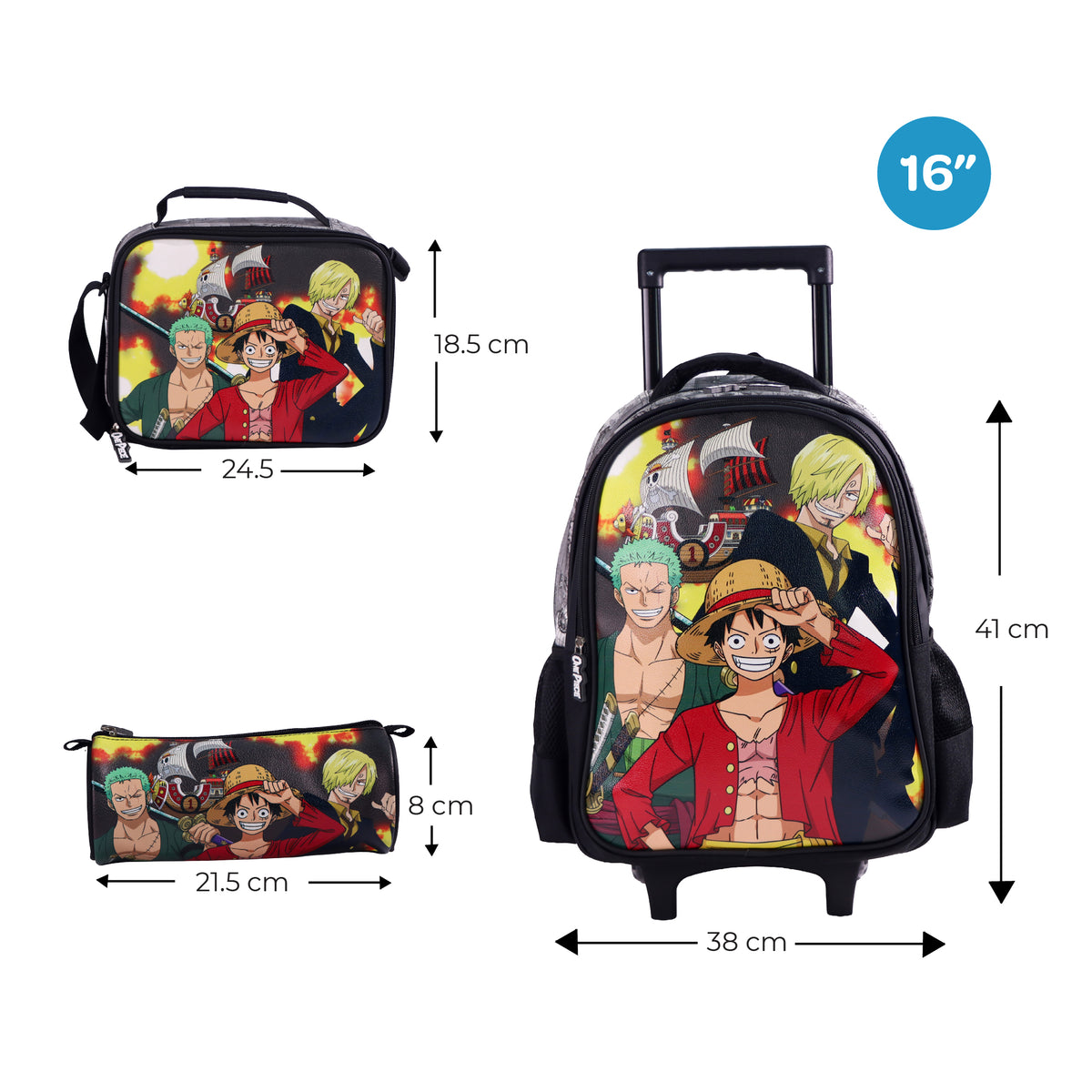 MOON Licensed One Piece 3 in 1 Kids Trolley Set