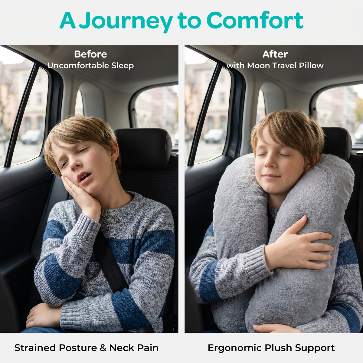 MOON Travel Pillow – U-Shape Neck Support Pillow for Kids & Adults
