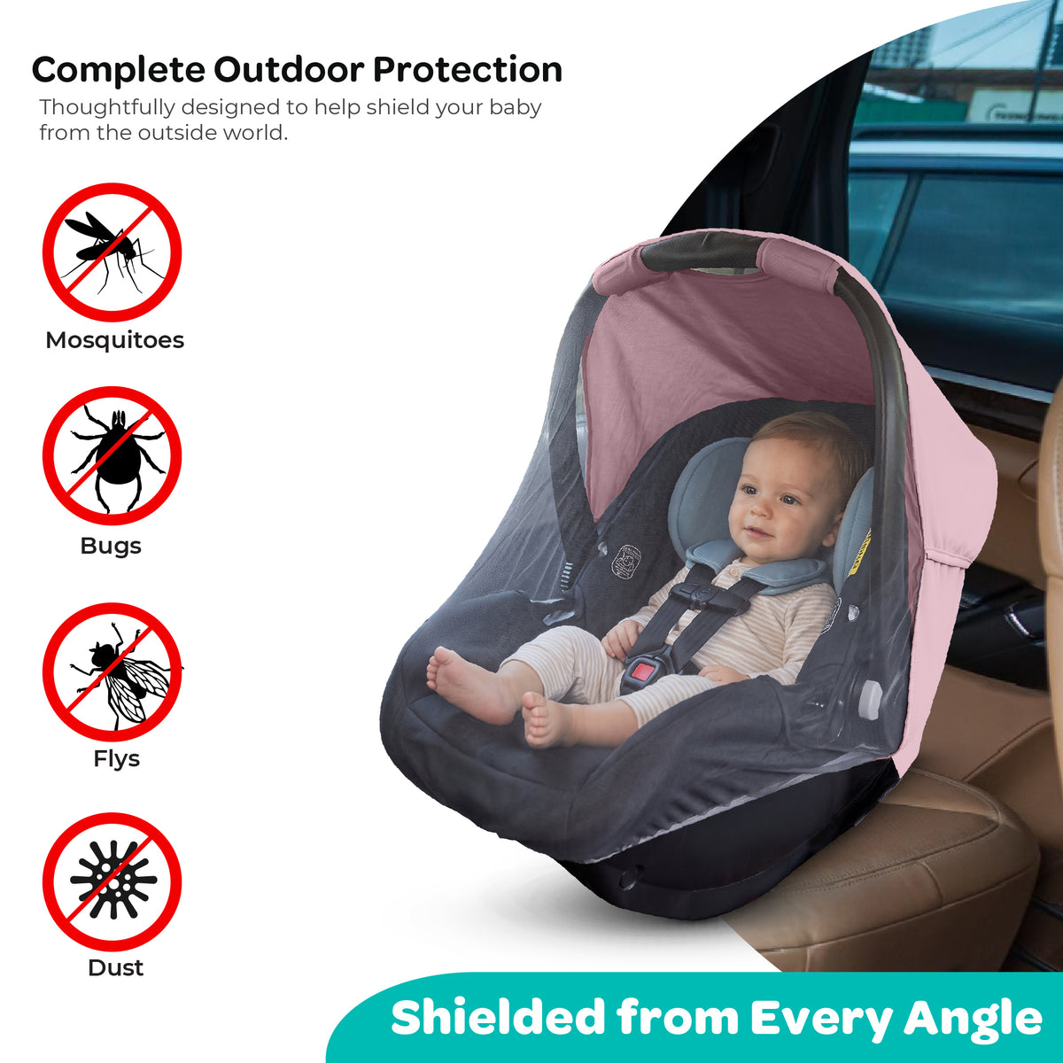 MOON 2-in-1 Universal Baby Car Seat Cover – Sunshade & Mosquito Net
