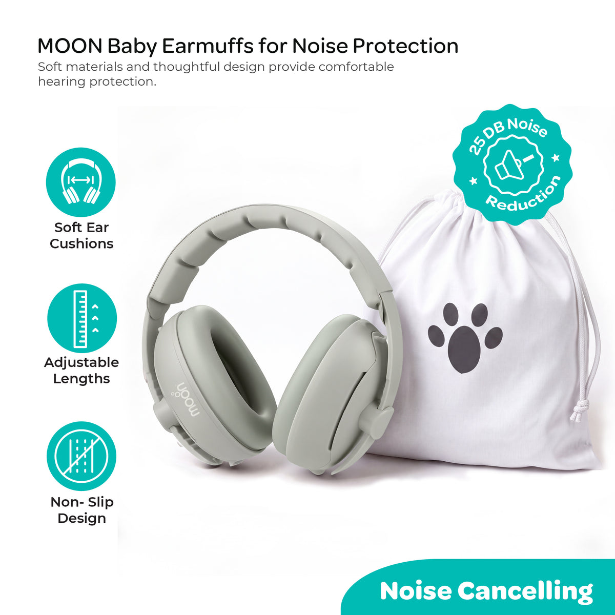 MOON Baby Noise Cancelling Earmuffs – 25dB Hearing Protection