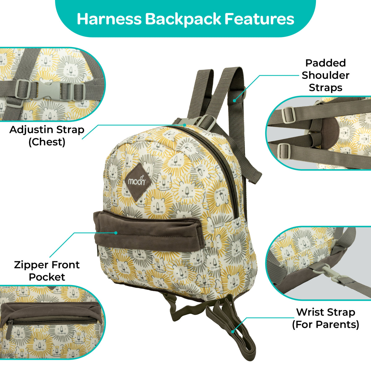 MOON Toddler Harness Backpack with Safety Tether