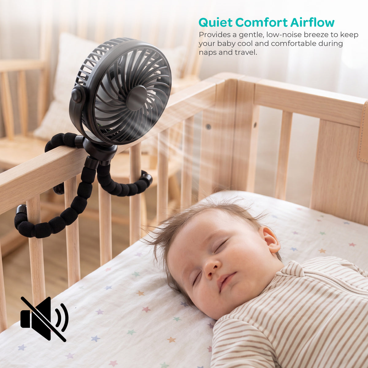 MOON Stroller Fan – Rechargeable 3-Speed Clip-On Fan