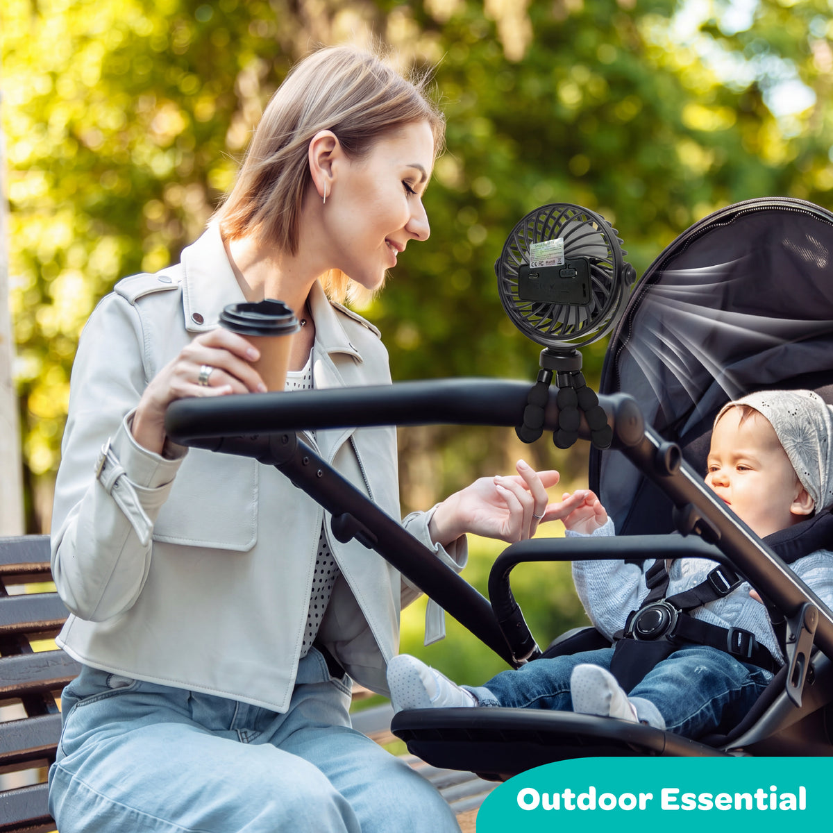 MOON Stroller Fan – Rechargeable 3-Speed Clip-On Fan