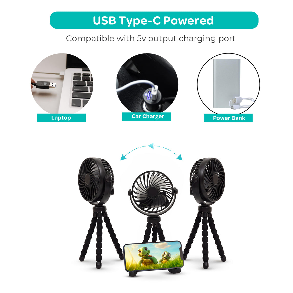 MOON Stroller Fan – Rechargeable 3-Speed Clip-On Fan