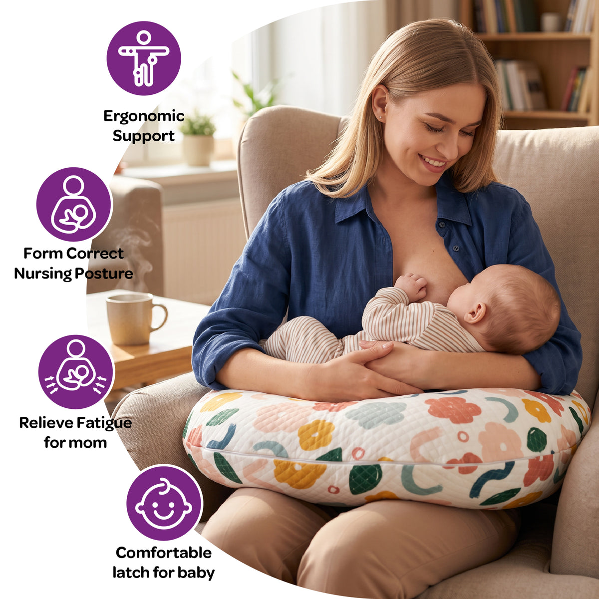 MOON Nursing Breastfeeding Pillow – Ergonomic Baby Support Pillow | Bloom