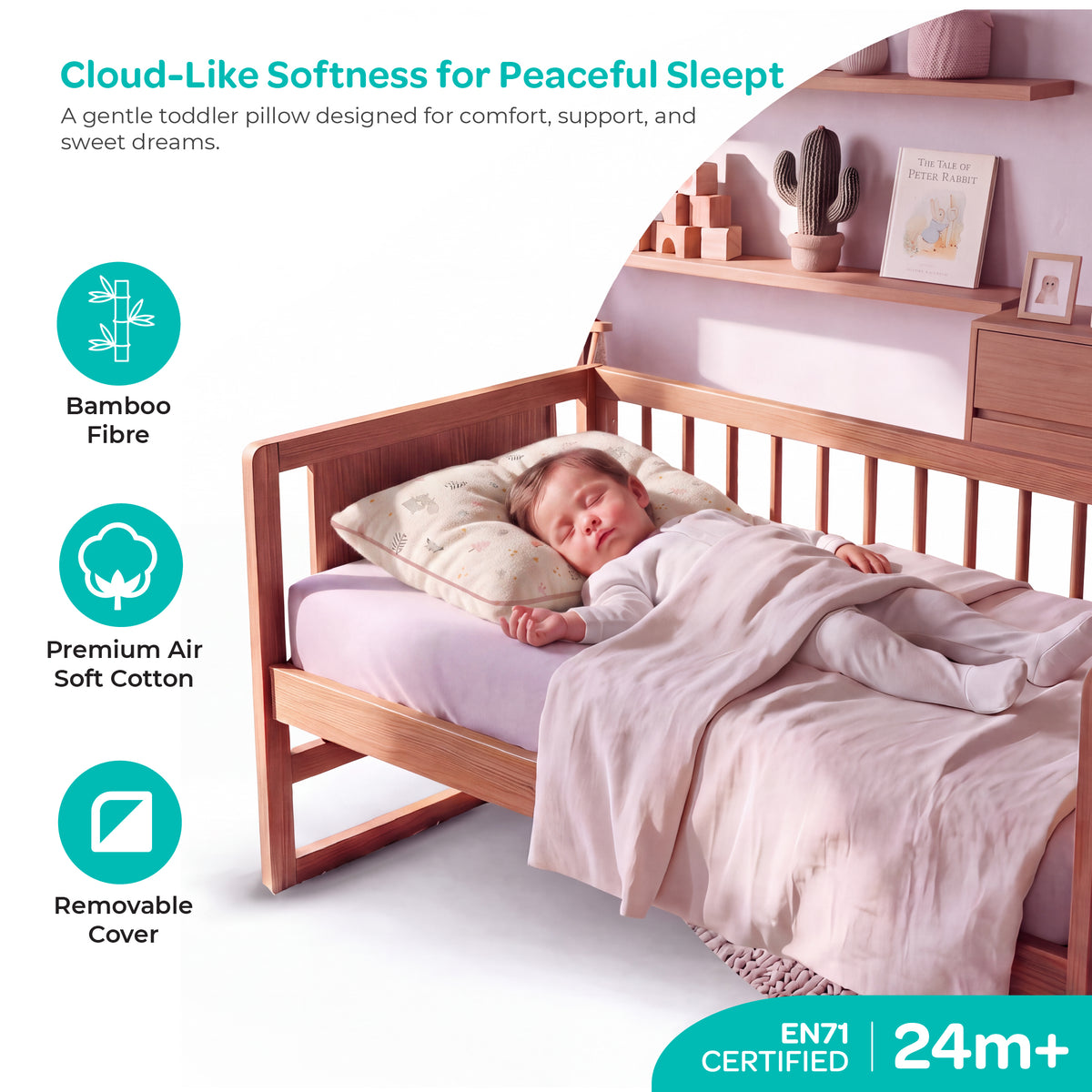 MOON Bamboo Toddler Pillow – Soft Cotton Kids Pillow