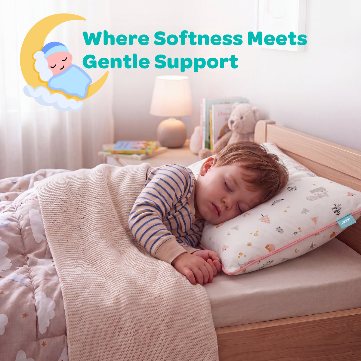 MOON Bamboo Toddler Pillow – Soft Cotton Kids Pillow