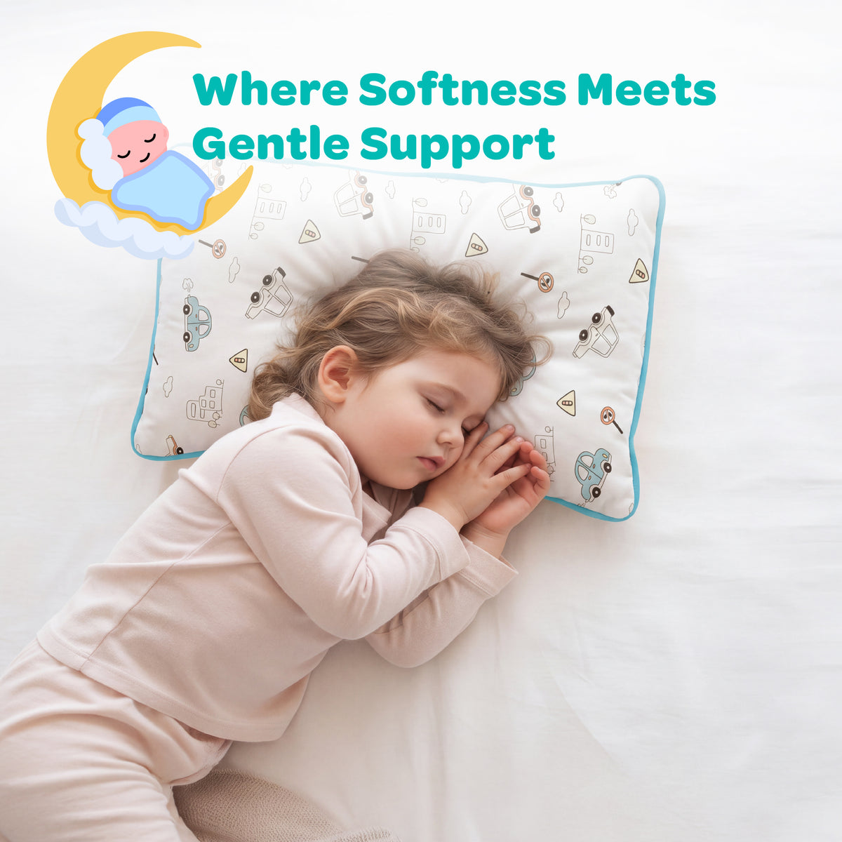 MOON Bamboo Toddler Pillow – Soft Cotton Kids Pillow