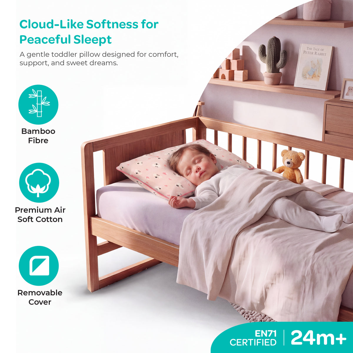 MOON Bamboo Toddler Pillow – Soft Cotton Kids Pillow