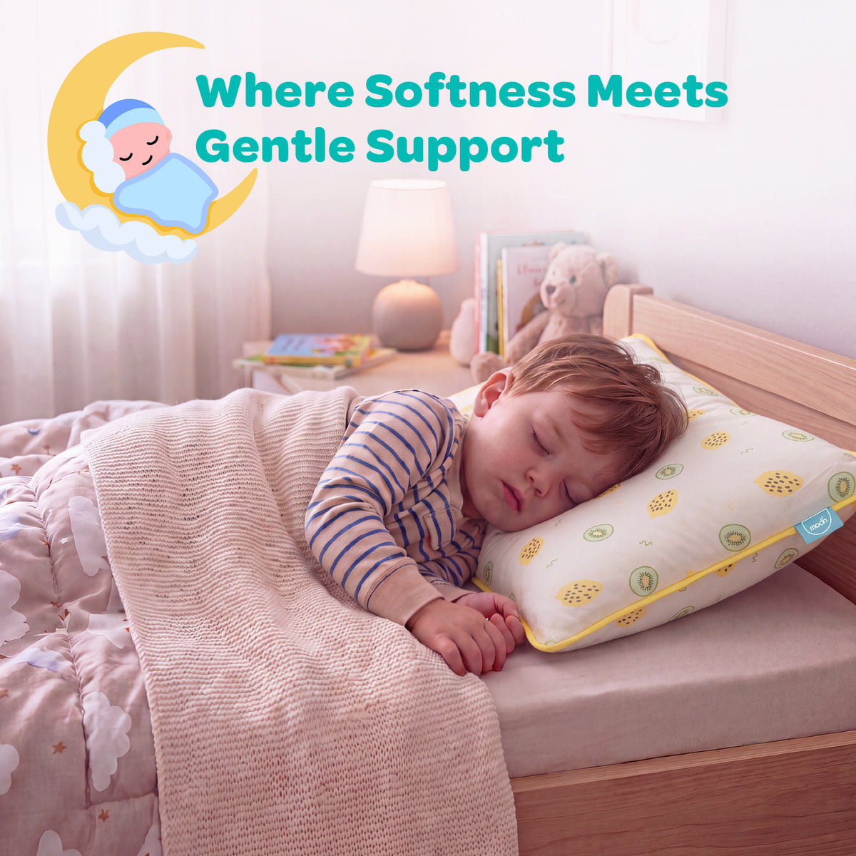 MOON Bamboo Toddler Pillow – Soft Cotton Kids Pillow
