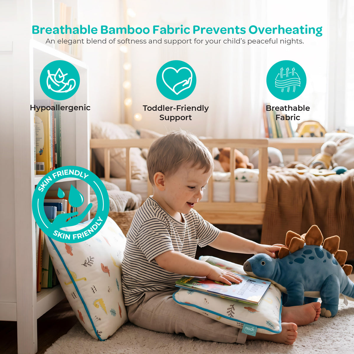 MOON Bamboo Toddler Pillow – Soft Cotton Kids Pillow