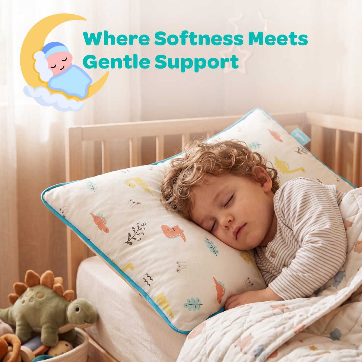 MOON Bamboo Toddler Pillow – Soft Cotton Kids Pillow