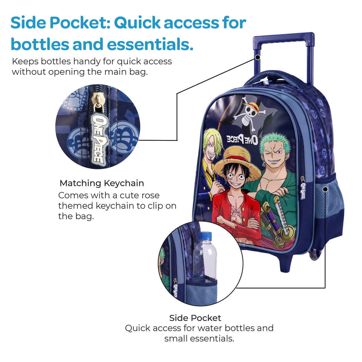 MOON Licensed One Piece 3 in 1 Kids Trolley Set