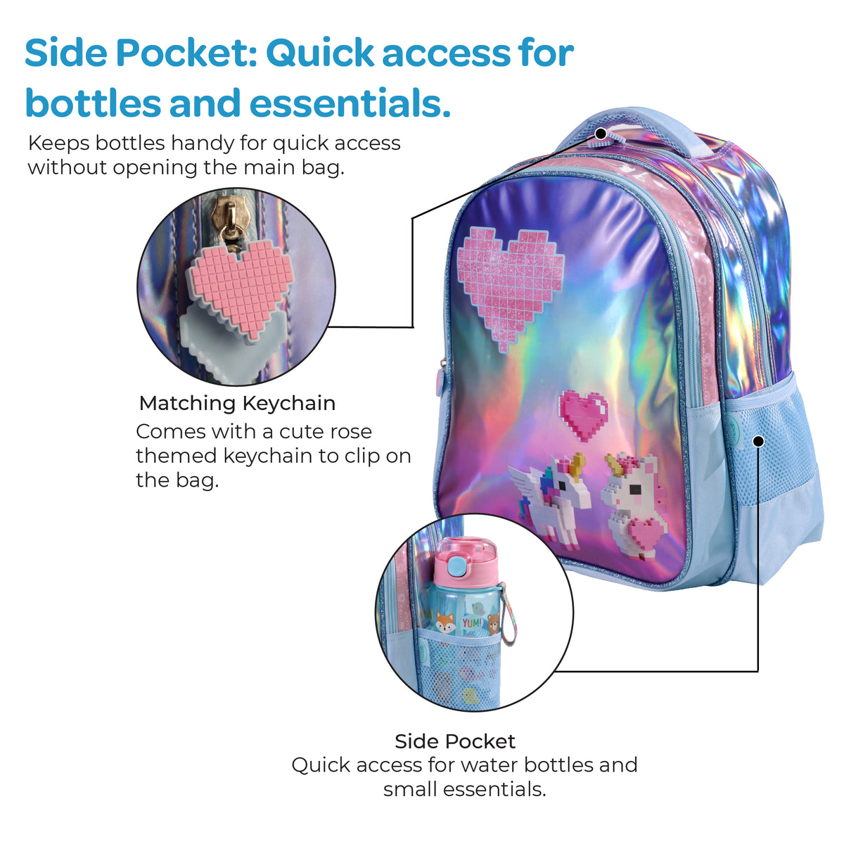MOON Unicorn Backpack Set for Girls 3 in 1