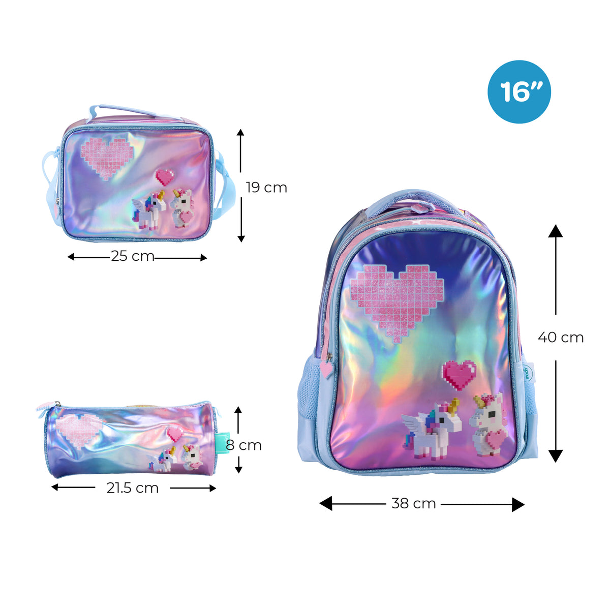 MOON Unicorn Backpack Set for Girls 3 in 1