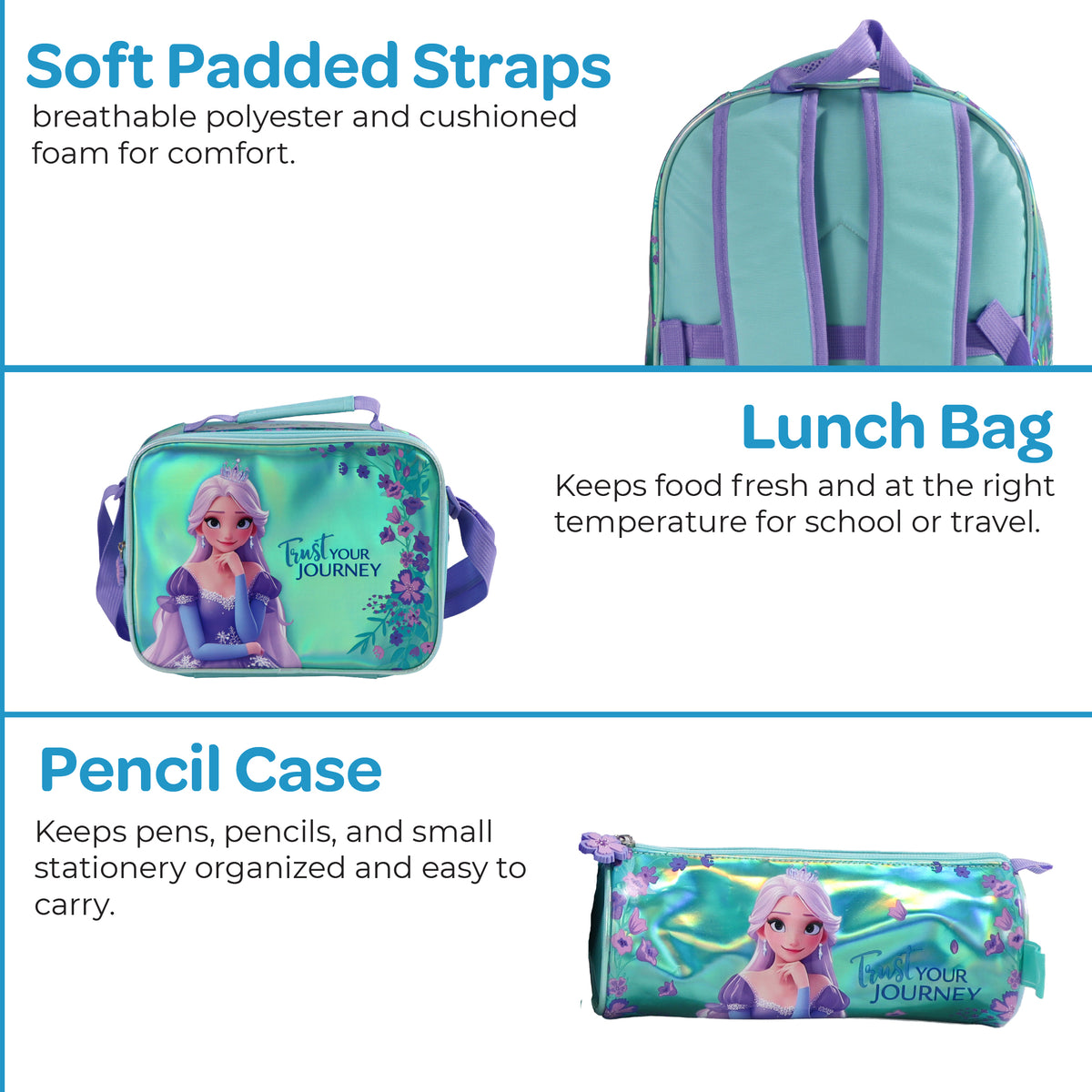 MOON Elsa 3 in 1 Kids School Backpack Set