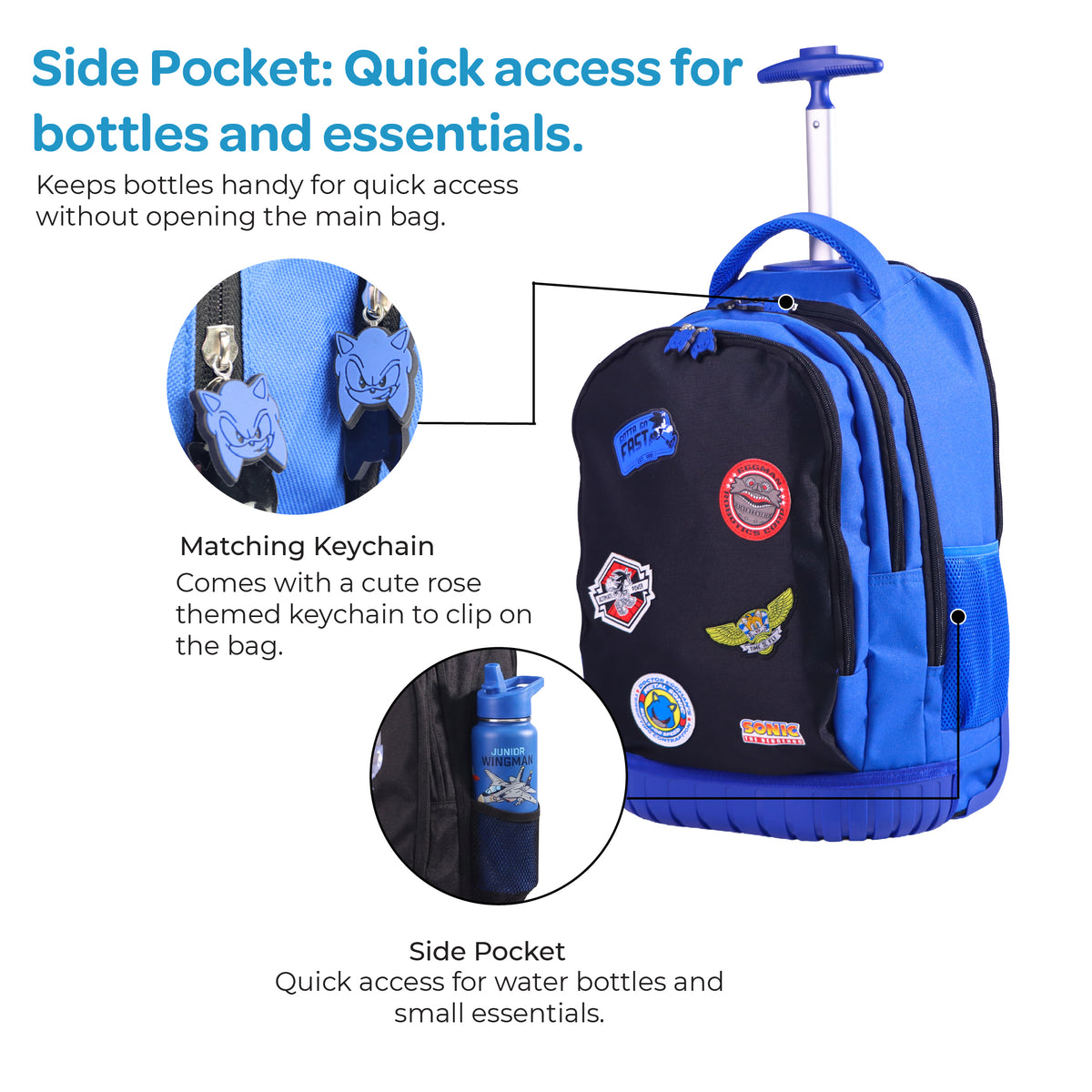 MOON Licensed SONIC the Hedgehog 3-in-1 Kids Trolley Backpack Set