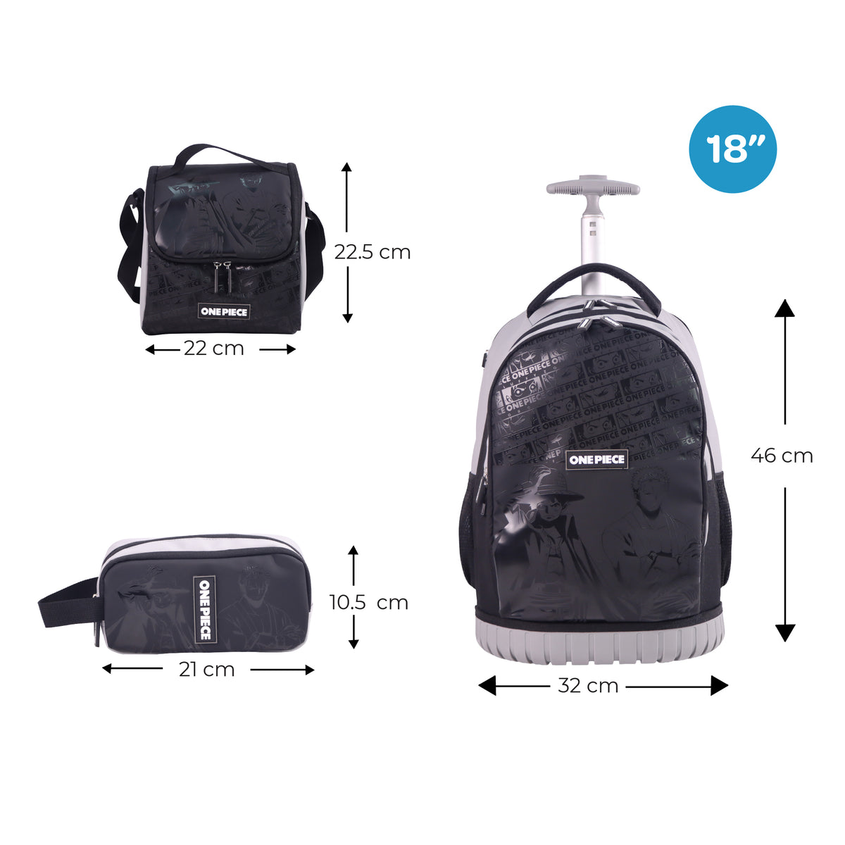 MOON Licensed One Piece 3 in 1 Kids Trolley Set