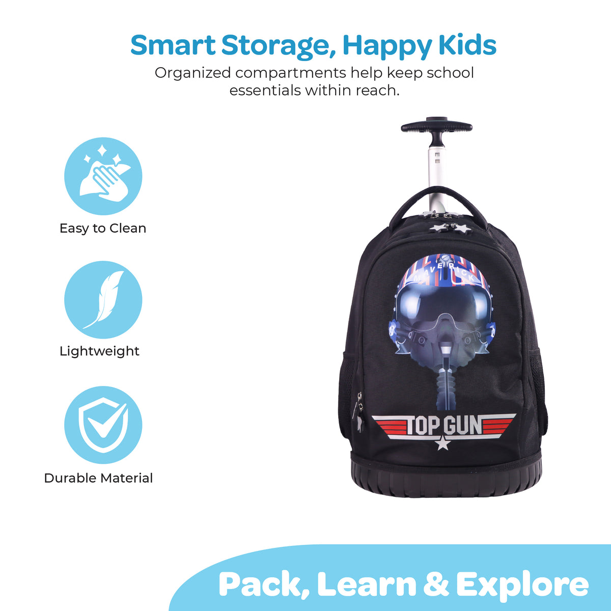 MOON Licensed Top Gun 3-in-1 Kids Trolley Backpack Set