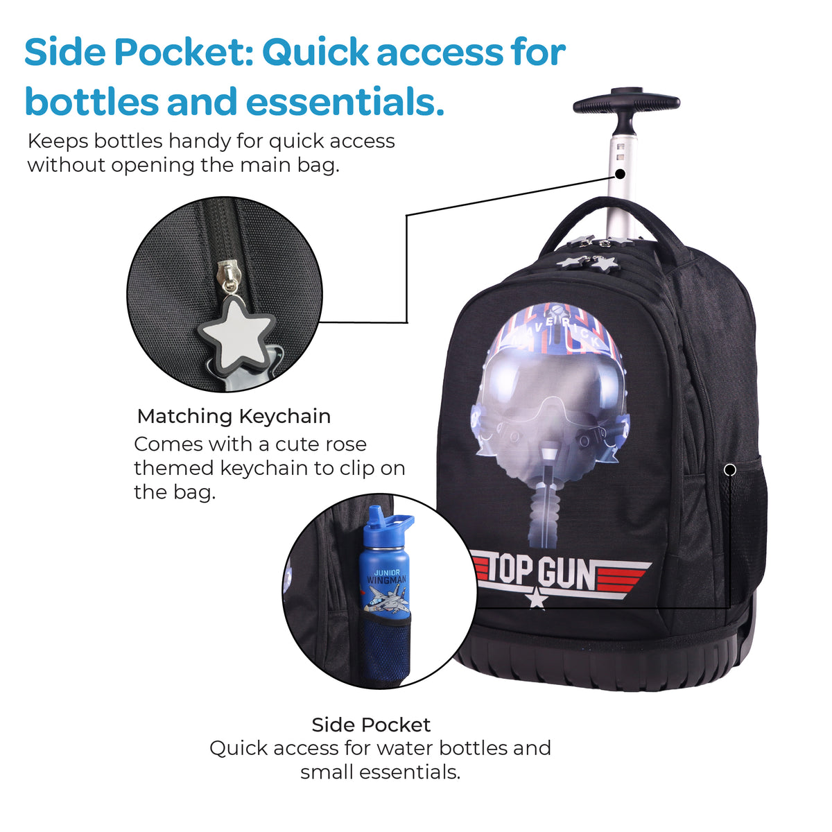 MOON Licensed Top Gun 3-in-1 Kids Trolley Backpack Set
