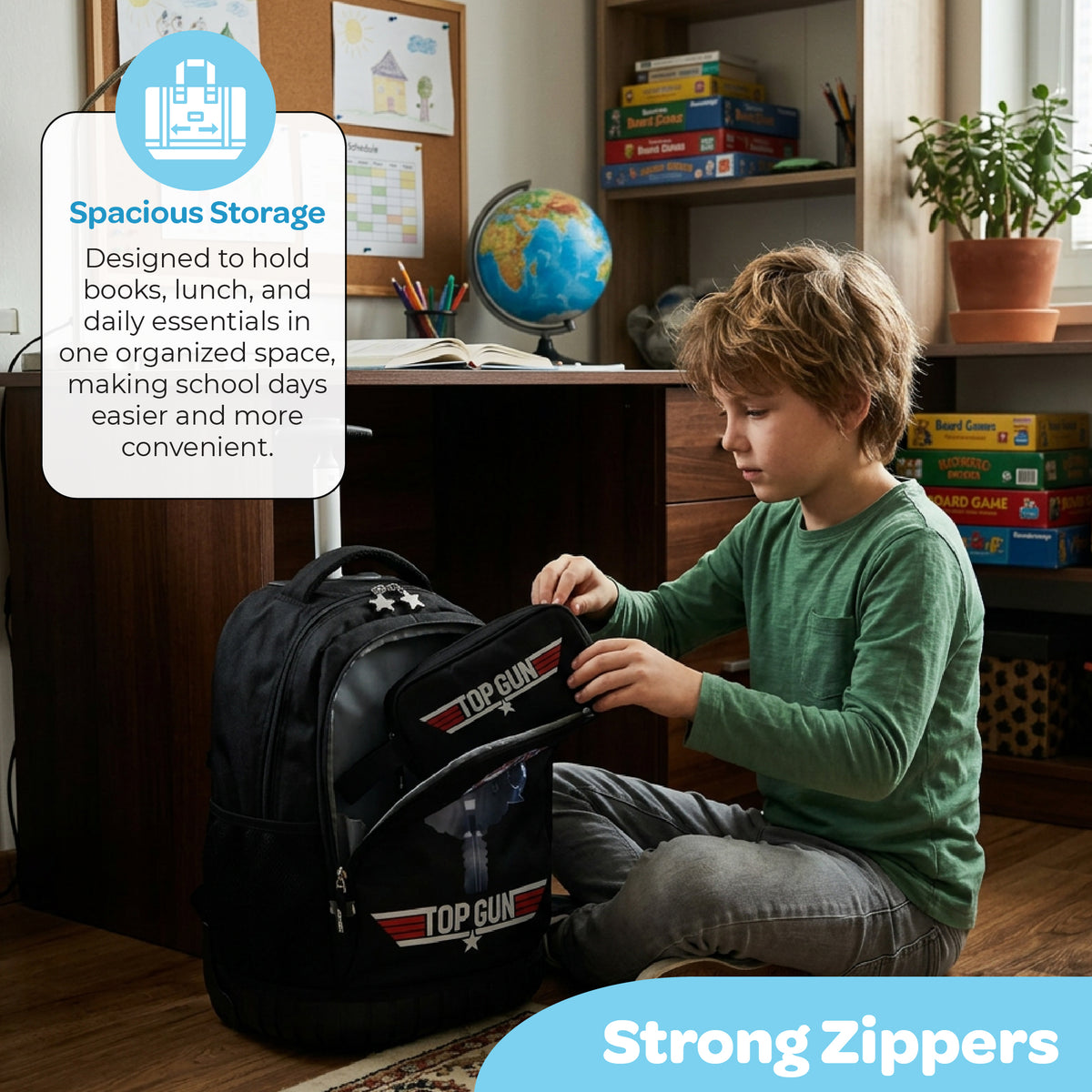 MOON Licensed Top Gun 3-in-1 Kids Trolley Backpack Set
