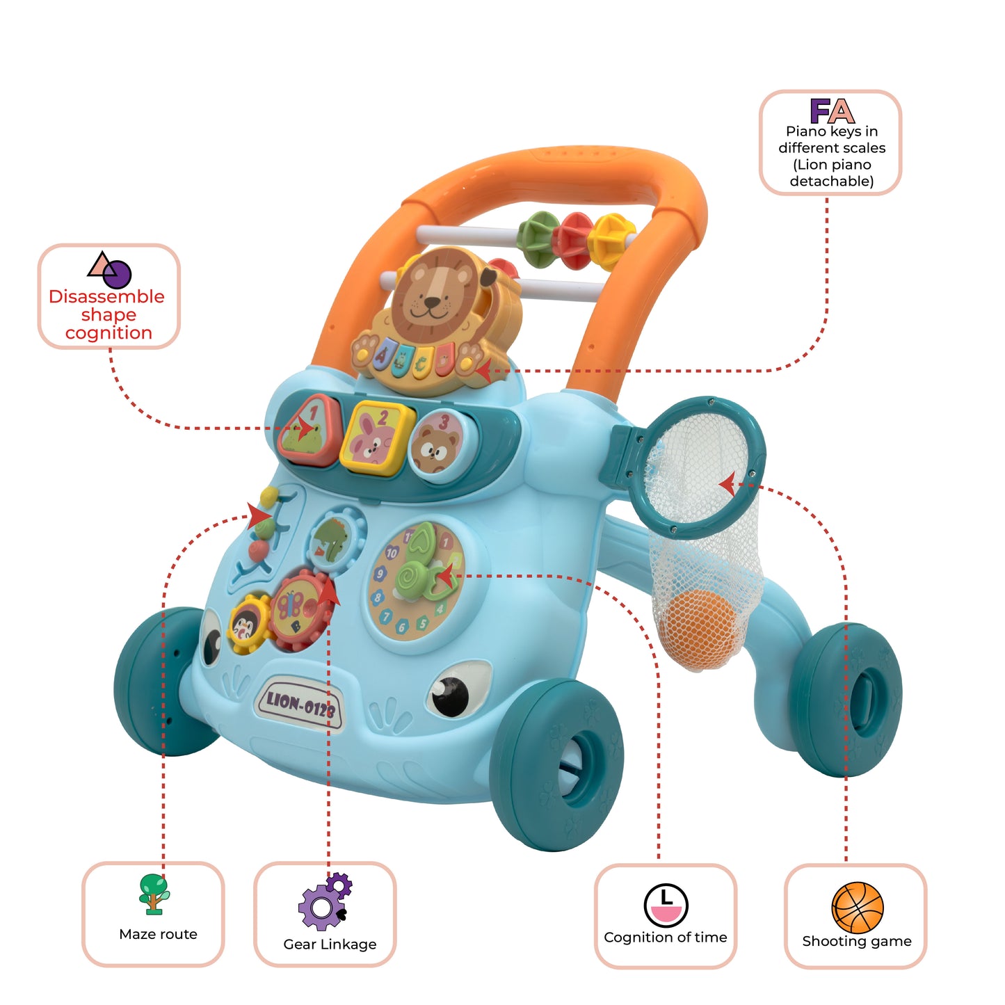 MOON Baby Push Activity Walker-Blue