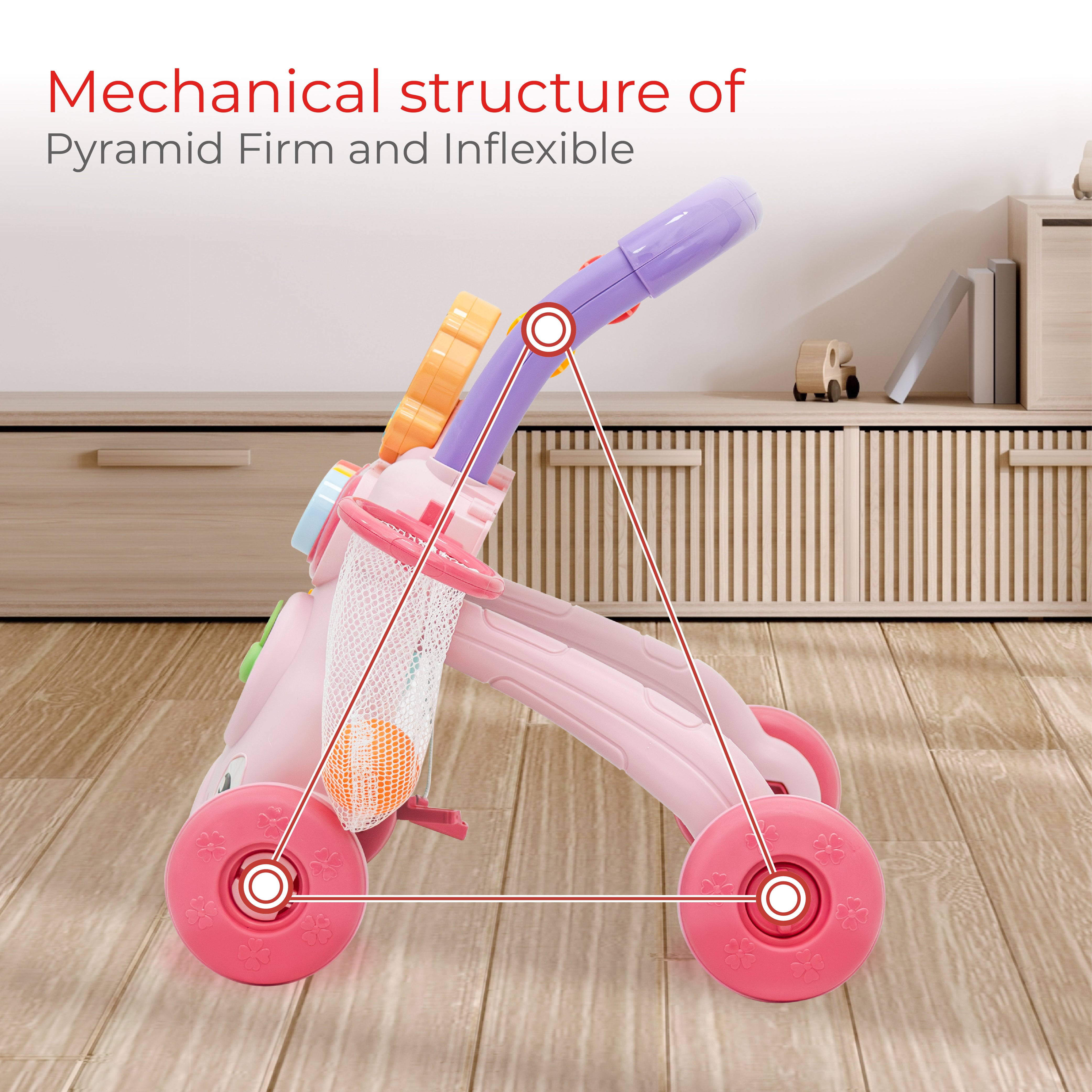 MOON Baby Push Activity Walker- Pink