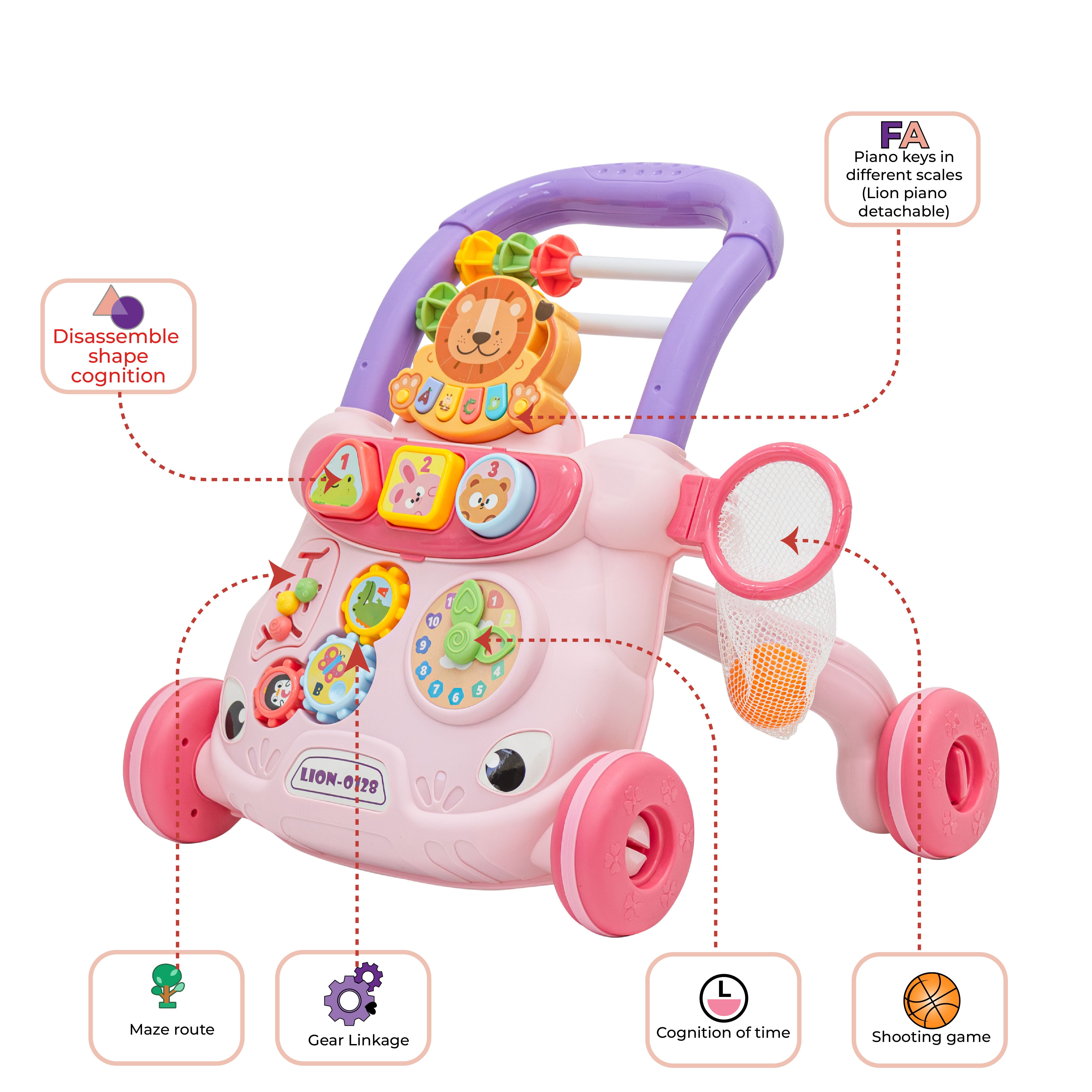 MOON Baby Push Activity Walker- Pink - The Moon Brand™