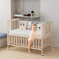 MOON Wooden Portable Crib  - Natural Wood / Baby Crib Organizer/ Crib & Pram Mattress (Classic Foam Moses Basket Mattress)