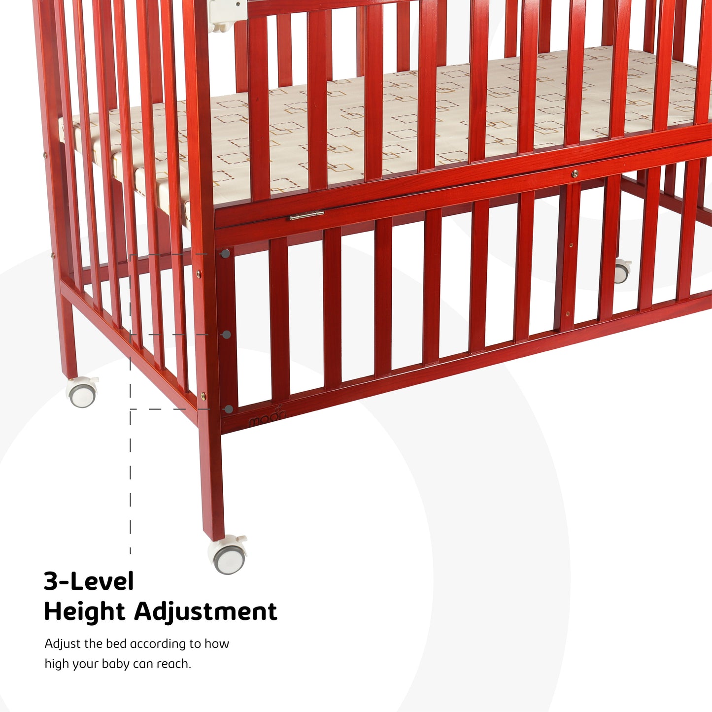 MOON Wooden Portable crib(129X69X96 cm) -Natural wood