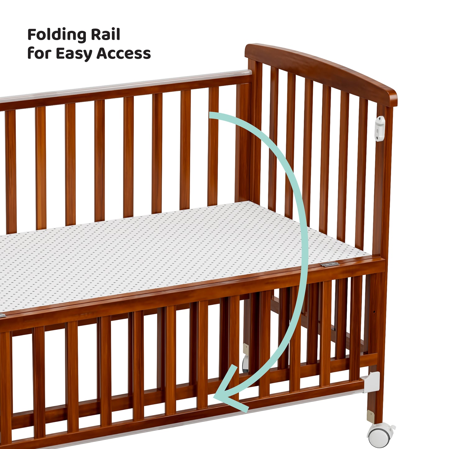 MOON Wooden Portable Crib Brown / Baby Crib Organizer  / Crib & Pram Mattress (Classic Foam Moses Basket Mattress)